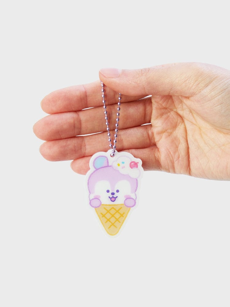 BT21 MANG LENTICULAR 3D KEYRING ON THE CLOUD EDITION, porte-clés sur nuage, main tenant le keyring officiel LINE FRIENDS