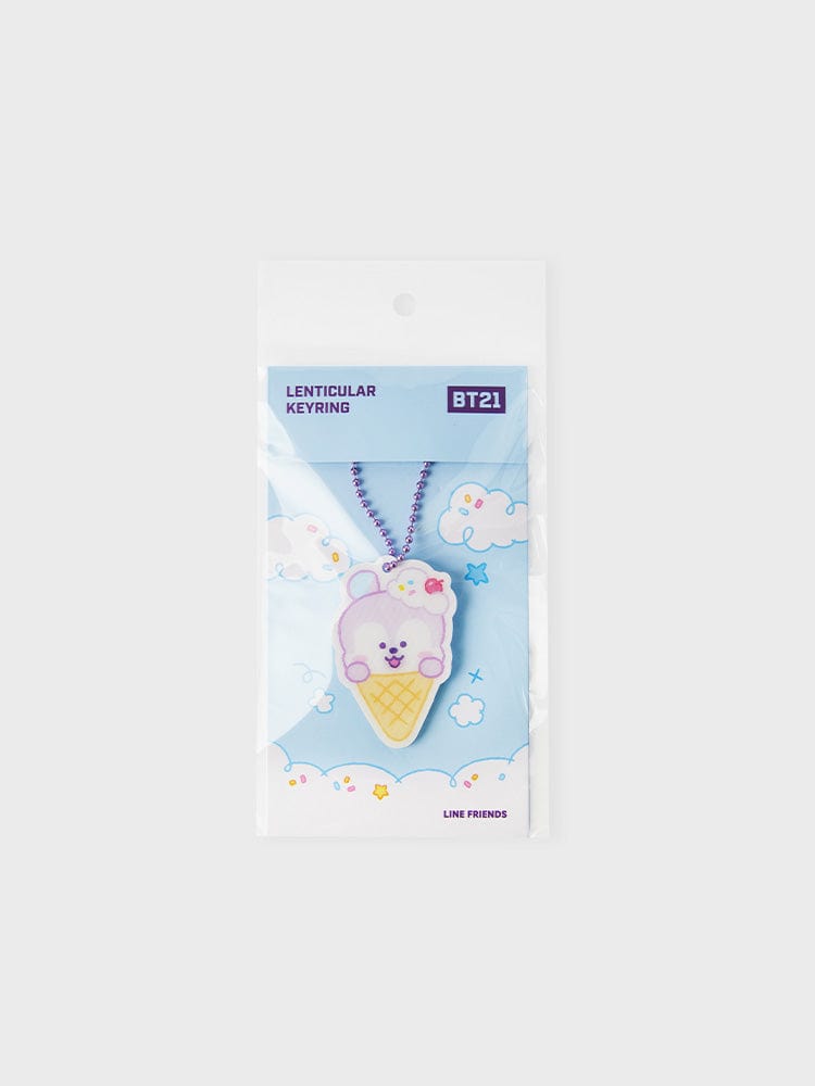 BT21 MANG LENTICULAR 3D KEYRING ON THE CLOUD EDITION, porte-clés lenticulaire officiel LINE FRIENDS, emballage sur fond blanc