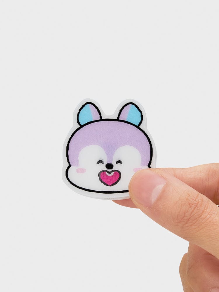BT21 MANG LENTICULAR 3D MAGNET 2024 SEASON'S GREETINGS, magnét 3D poney masqué j-hope, main tenant l’aimant LINE FRIENDS