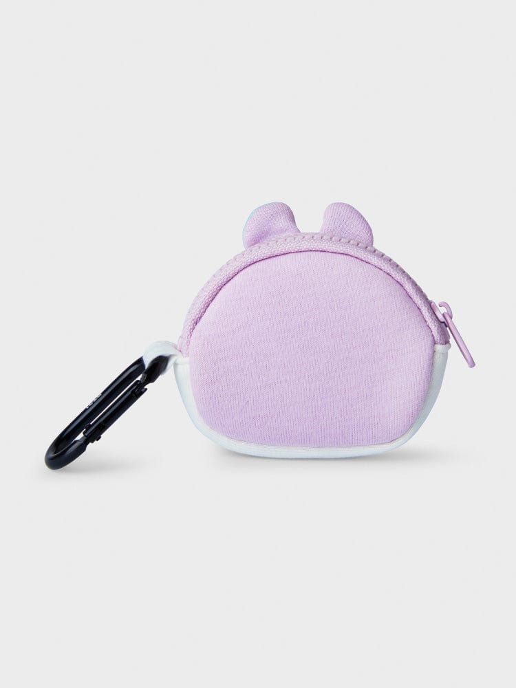 BT21 MANG MINI BAG CHARM POUCH NEW BASIC EDITION LINE FRIENDS, mini pochette violette en forme de Mang, fond clair.