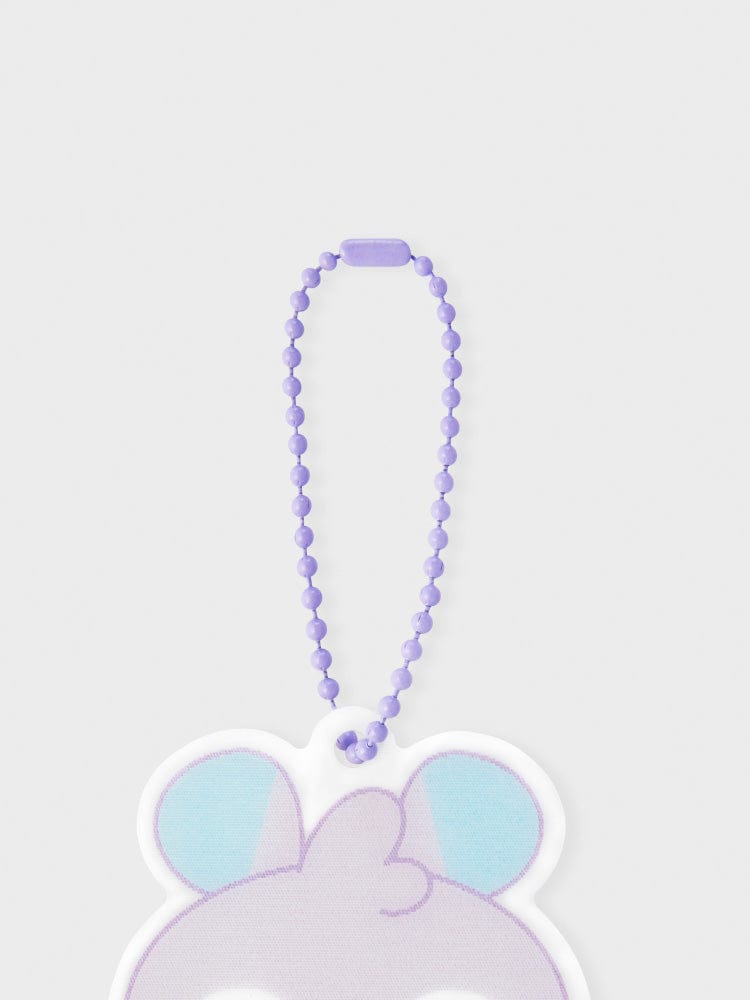 BT21 MANG NEWBORN BABY LENTICULAR 3D KEYRING, porte-clés LINE FRIENDS violet, pendentif MANG poney devant fond clair