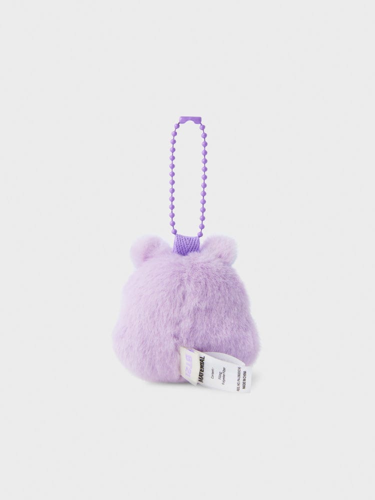 BT21 MANG NEWBORN BABY PLUSH KEYRING, porte-clés bébé en peluche violet LINE FRIENDS, poney danseur masqué, fond clair