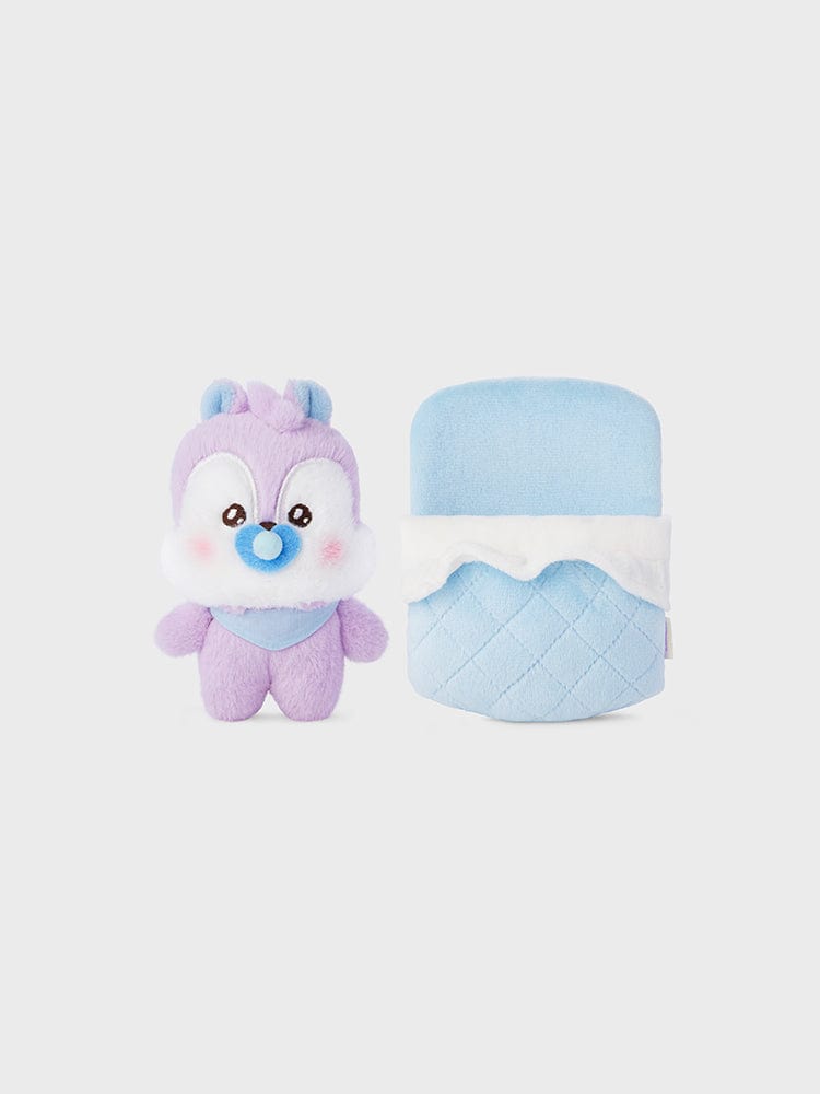 BT21 MANG NEWBORN BABY PLUSH LINE FRIENDS : peluche bébé poney danseur masqué j-hope, vue sur fond clair.