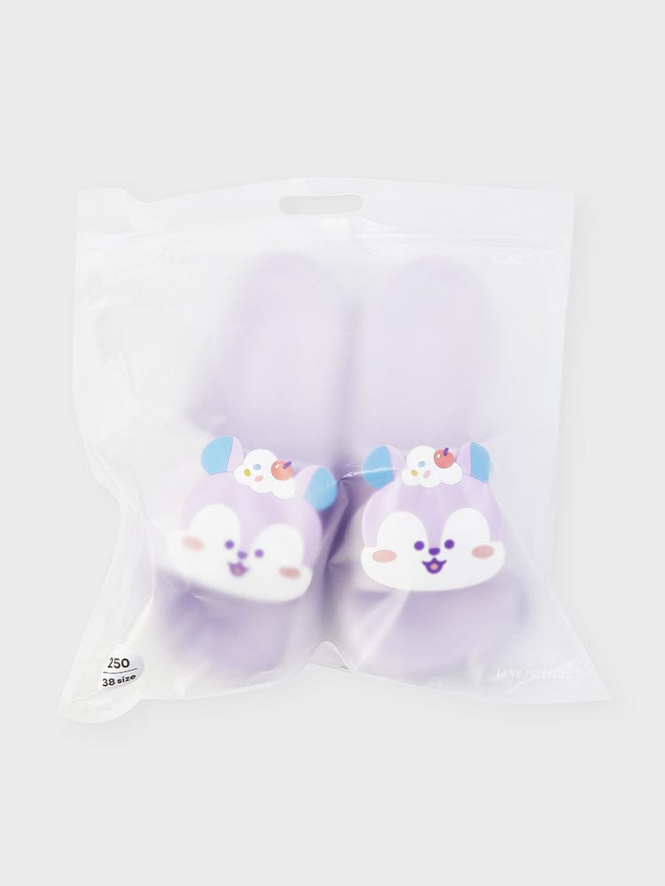 BT21 MANG SLIPPERS ON THE CLOUD EDITION, chaussons MANG kawaii sous licence LINE FRIENDS, dans un sachet blanc