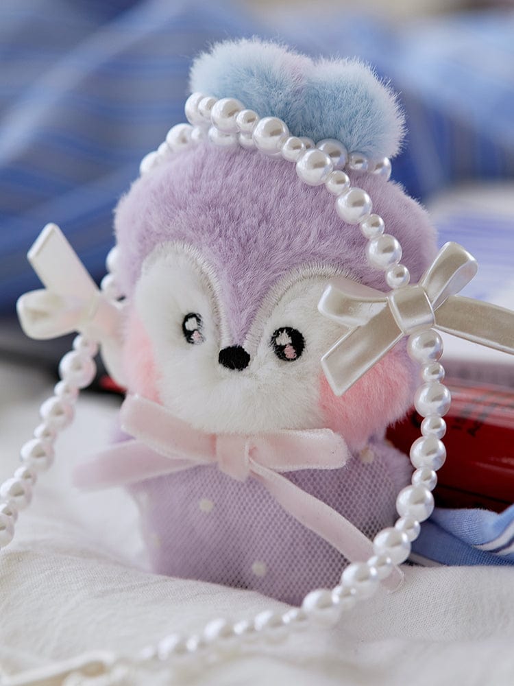 BT21 MANG mini minini DOLL RIBBON EDITION : peluche MANG en ruban blanc perlé, décor chambre, style j-hope BTS