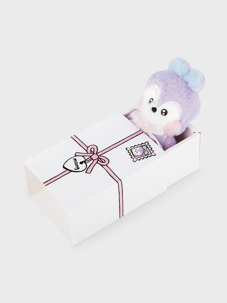BT21 MANG mini minini DOLL RIBBON EDITION : peluche MANG dans une boîte cadeau blanche, ruban rose, style décor chambre BTS