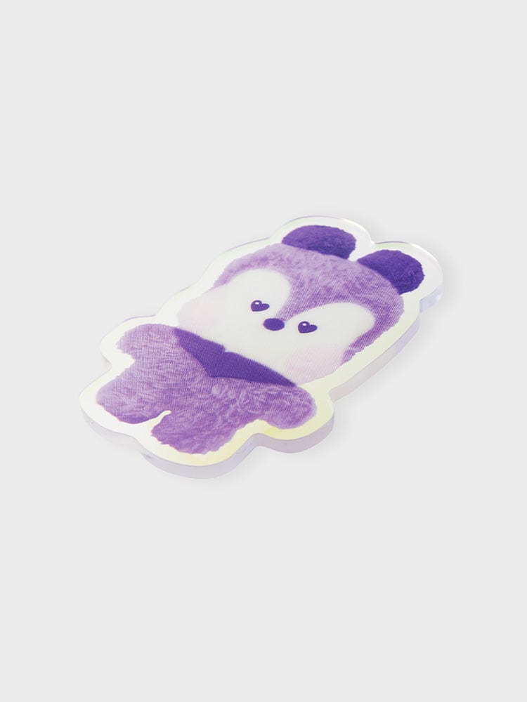 BT21 MANG minini ACRYLIC MAGNETIC CLIP PURPLE OF WISH EDITION, clip aimanté violet LINE FRIENDS sur fond clair