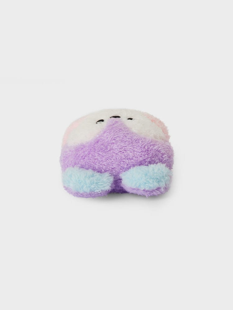 BT21 MANG minini HANDHELD MIRROR GLITTER EDITION : peluche poney danseur masqué MANG, miroir à paillettes, fond clair.
