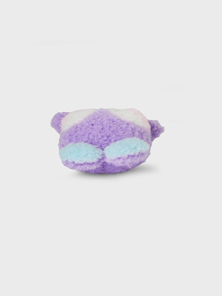 BT21 MANG minini MINI DOLL, peluche officielle J-Hope BTS, poney danseur masqué violet et bleu sur fond clair.
