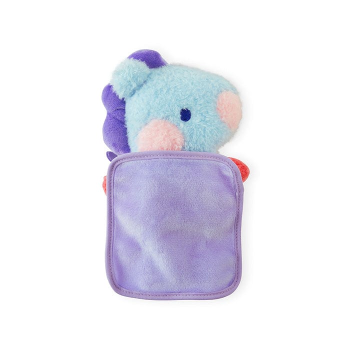 BT21 MANG minini STANDING DOLL peluche de marque BT21, MANG poney masqué, en porte-pluche violet sur fond blanc.