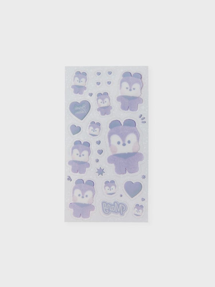 BT21 MANG minini STICKERS PURPLE OF WISH EDITION : stickers papeterie LINE FRIENDS, poney masqué MANG, design violet, fond clair.