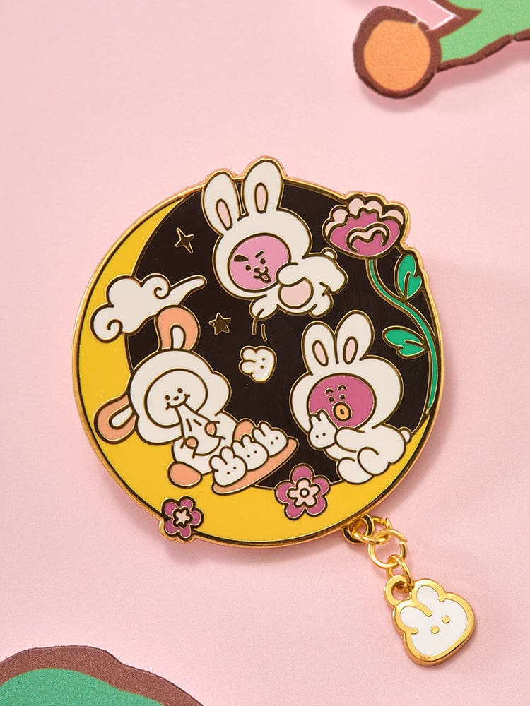 BT21 METAL MAGNET K-TOKKI, magnet décoratif officiel LINE FRIENDS BTS, illustration K-Tokki sur fond rose pastel.