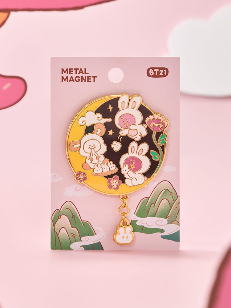 BT21 METAL MAGNET K-TOKKI, aimant métallique officiel LINE FRIENDS BTS, packaging rose avec K-Tokki mignon
