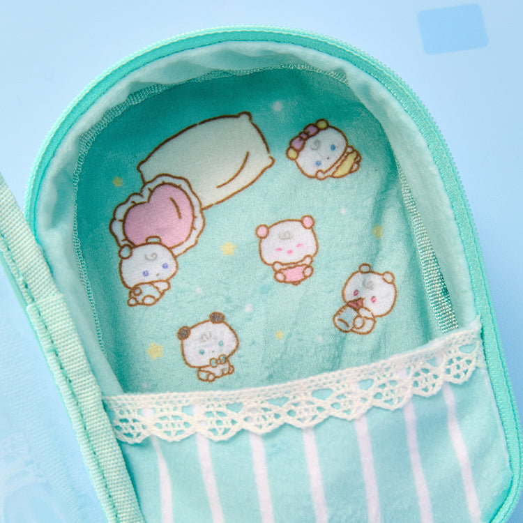 BT21  MMMM BABY PVC Transparent White Pouch de la marque BT21, pochette transparente avec motifs personnages sur fond bleu clair