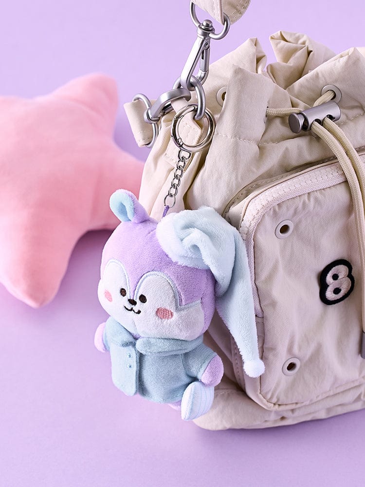 BT21 NEW BASIC MANG PAJAMA PLUSH KEY RING officiel LINE FRIENDS : porte-clés peluche MANG sur mousquetons, avec sac pastel
