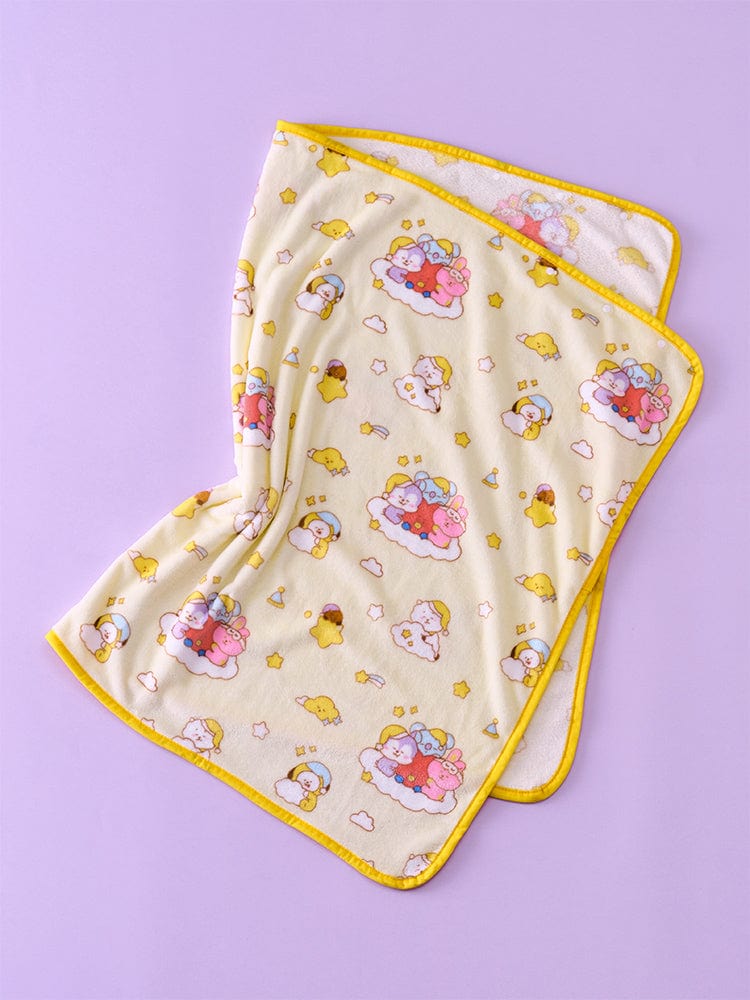 BT21 NEW BASIC SWEET DREAMS BLANKET de LINE FRIENDS, couverture bébé kawaii avec personnages, sur fond violet