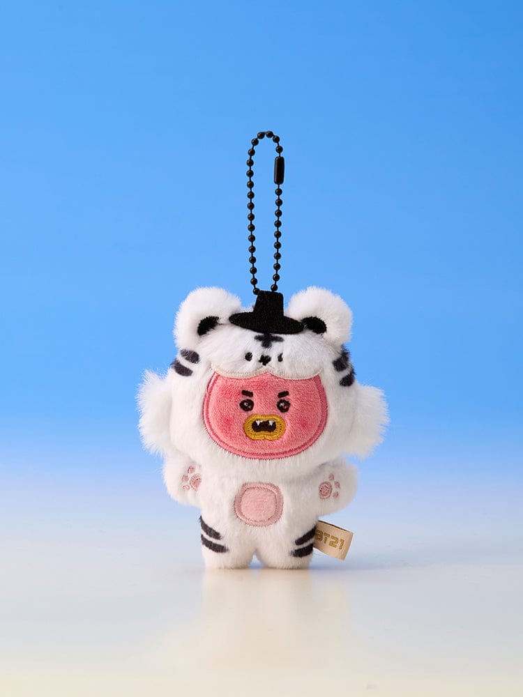 BT21 PLUSH KEYRING K-HORANG porte-clés en peluche officiel LINE FRIENDS, personnage mignon sur fond bleu