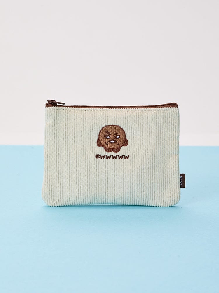 BT21 RANDOM SPEECH BUBBLE STAMP TODAY'S FACE (1P) : pochette sac BT21 avec personnage ewwwww, sur fond bleu ciel.
