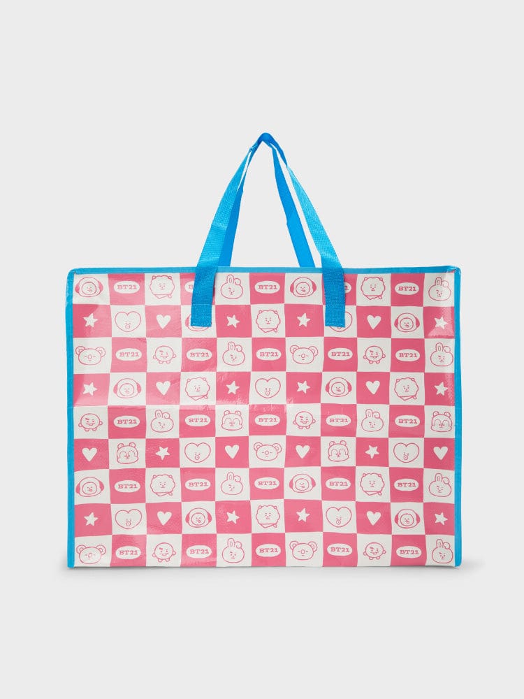 BT21 REUSABLE BAG (XL) 2023 F/W TRAVEL ACC. EDITION : sac réutilisable LINE FRIENDS, motif personnages BT21, format XL.