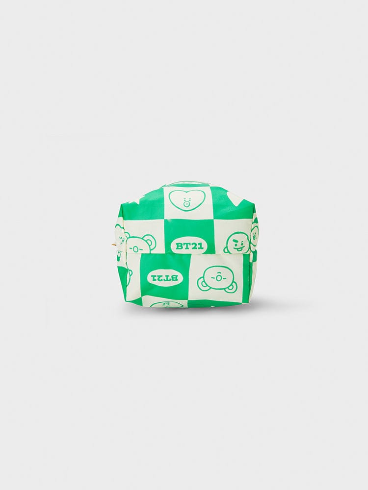 BT21 REUSABLE BOTTLE CARRIER GREEN 2023 F/W TRAVEL ACC. EDITION : housse de bouteille verte BT21, design kawaii