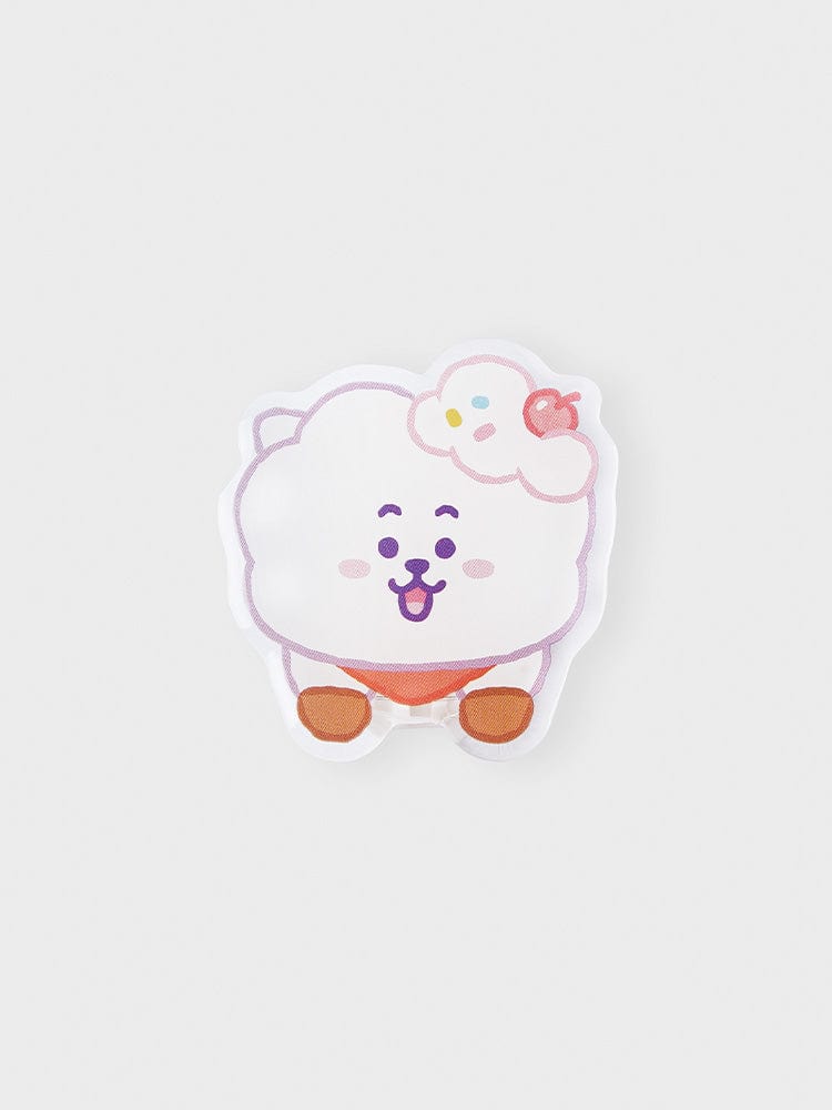 BT21 RJ ACRYLIC MAGNETIC CLIP ON THE CLOUD EDITION, clip acrylique aimanté officiel LINE FRIENDS, alpaga RJ sur fond clair