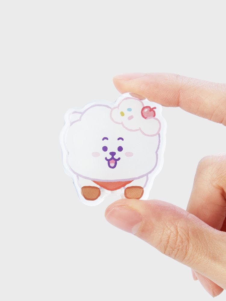 BT21 RJ ACRYLIC MAGNETIC CLIP ON THE CLOUD EDITION, clip magnétique acrylique officiel LINE FRIENDS, main tenant RJ sur fond clair