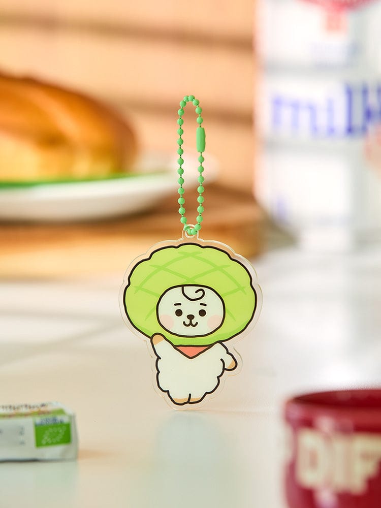 BT21 RJ BABY ACRYLIC KEYRING BAKERY SHOP, porte-clés acrylique RJ aux couleurs vertes, en boutique pâtisserie LINE FRIENDS