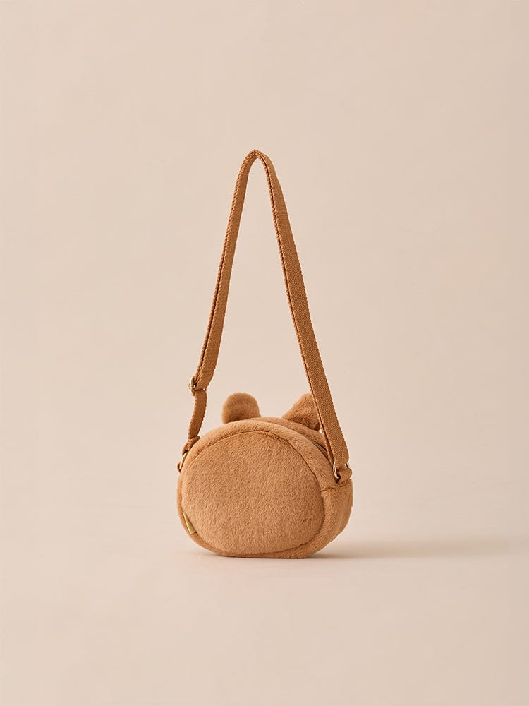 BT21 RJ BABY CROSSBODY BAG FLUFFY, petite pochette en peluche RJ alpaga sur fond clair, sac crossbody officiel LINE FRIENDS