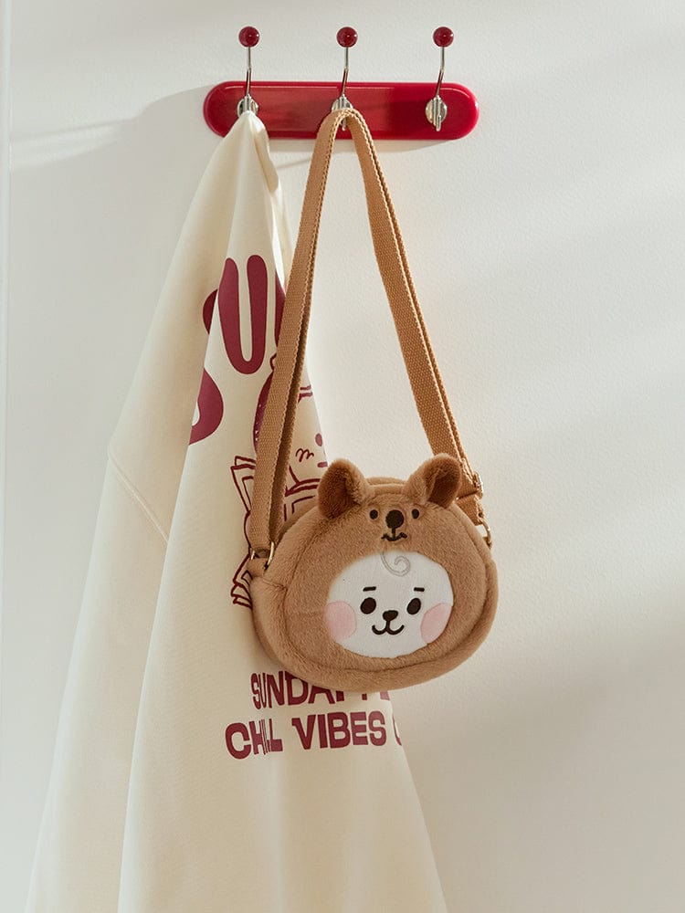 BT21 RJ BABY CROSSBODY BAG FLUFFY, petite pochette d’alpaga RJ sur étagère, sac croisé mignon LINE FRIENDS