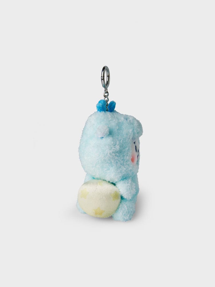 BT21 RJ BABY DOLL KEYRING DRAGON EDITION porte-clés alpaga bleu, officiel LINE FRIENDS, sur fond clair