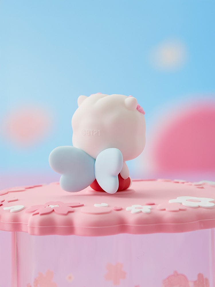 BT21 RJ BABY GLASS UP & LID (11oz) SPRING FAIRY, bocal avec couvercle, design kawaii RJ sur fond pastel bleu/rose