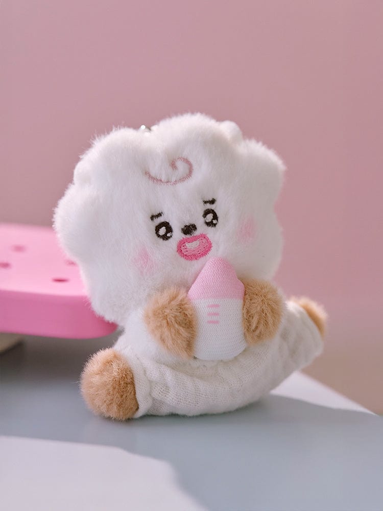 BT21 RJ BABY PLUSH KEYRING NEWBORN SEASON 2, porte-clés alpaga Jin, plush rose sur fond pastel, LINE FRIENDS officiel