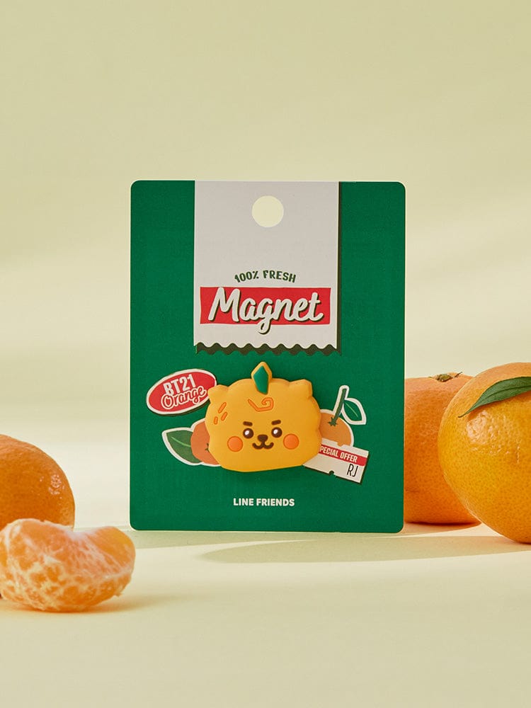 BT21 RJ BABY SILICONE MAGNET ORANGE PARTY : aimant silicone LINE FRIENDS vert, bébé RJ alpaga pour la déco.