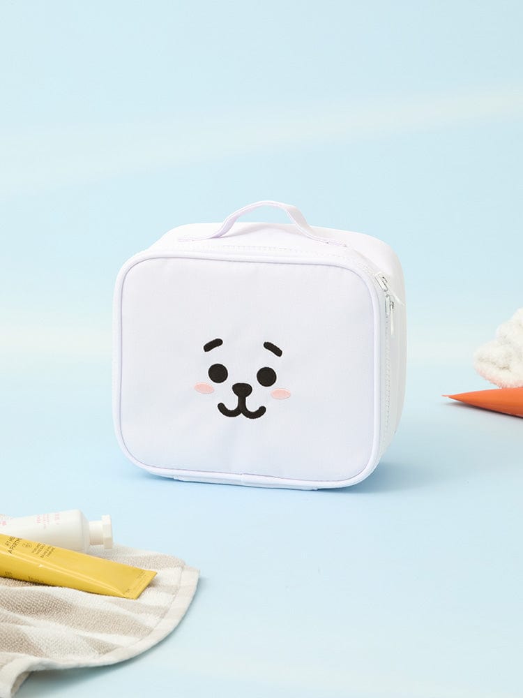 BT21 RJ BASIC MULTI POUCH (M) de LINE FRIENDS : pochette RJ alpaga sur fond bleu ciel, style quotidien