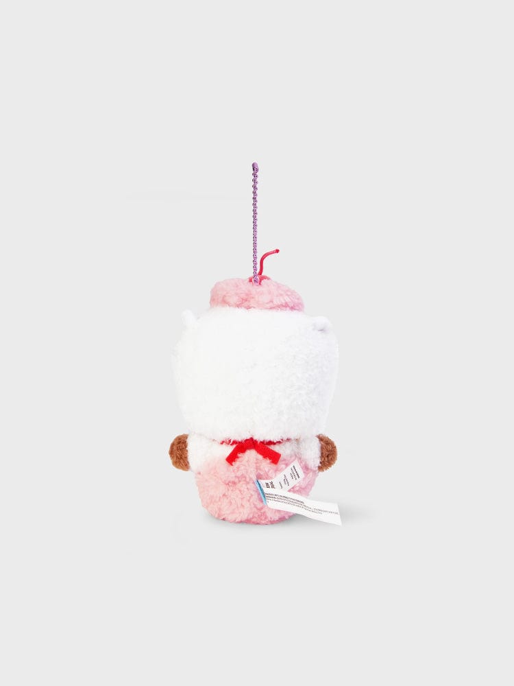 BT21 RJ DOLL KEYRING ON THE CLOUD EDITION : porte-clés alpaga RJ officiel LINE FRIENDS sur fond clair, en peluche.