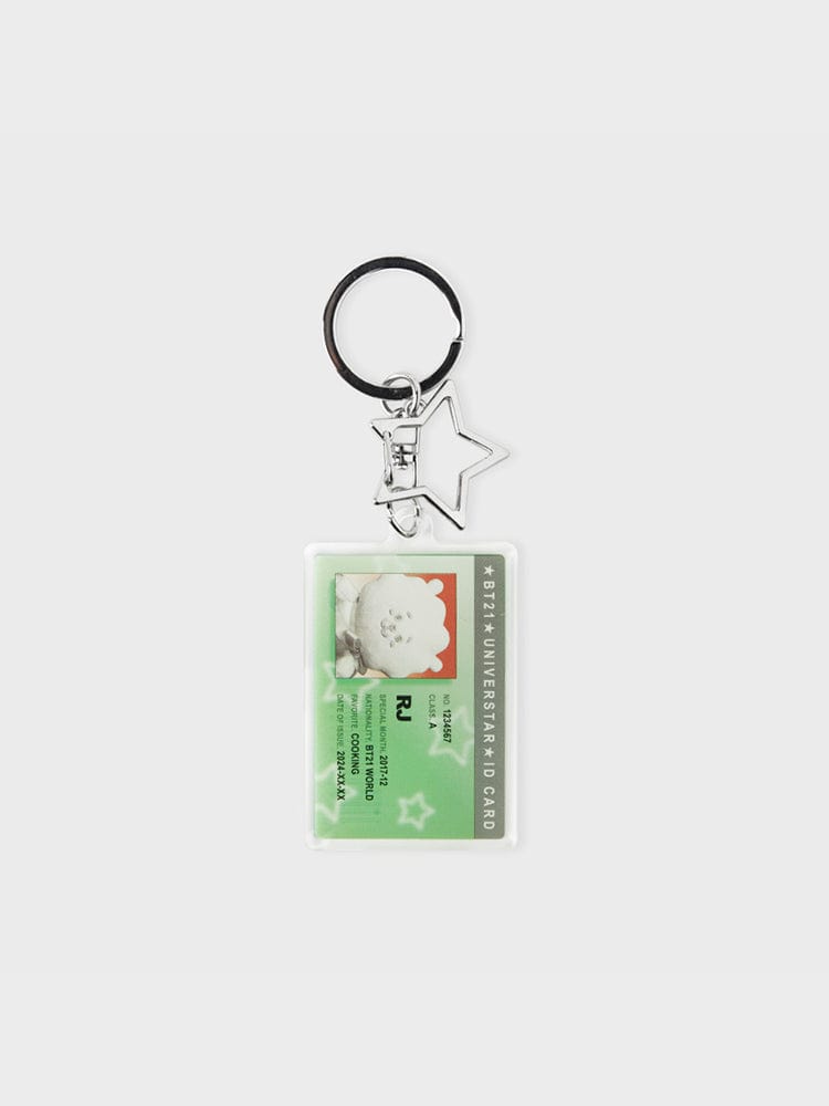 BT21 RJ ID CARD ACRYLIC KEYRING SILVER EDITION, porte-clés acrylique RJ LINE FRIENDS, visuel sur fond clair