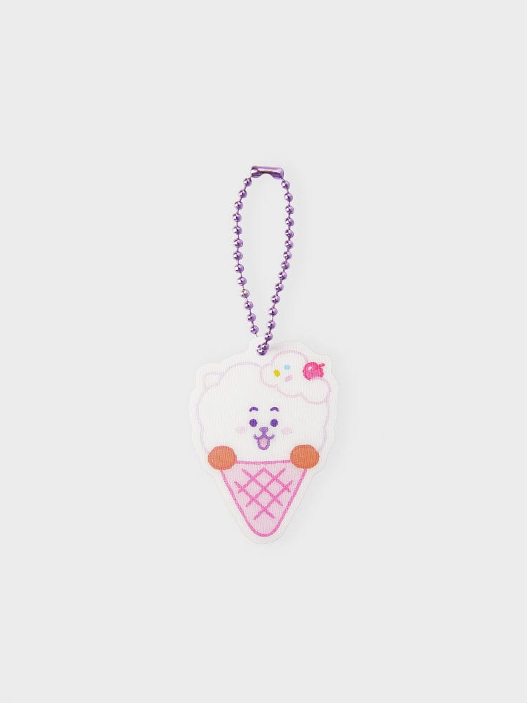 BT21 RJ LENTICULAR 3D KEYRING ON THE CLOUD EDITION : porte-clés RJ alpaga LINE FRIENDS sur fond clair, lenticulaire.