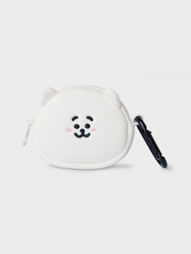 BT21 RJ MINI BAG CHARM POUCH NEW BASIC EDITION : pochette charm RJ blanc, alpaga Jin BTS, décor studio sur fond clair
