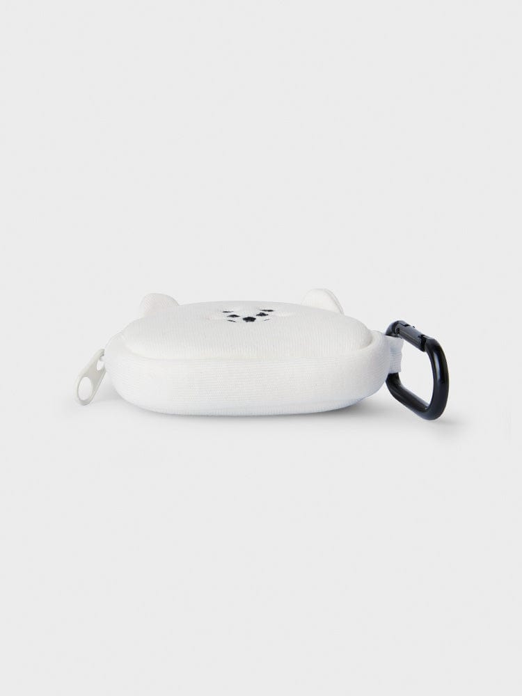 BT21 RJ MINI BAG CHARM POUCH NEW BASIC EDITION, mini pochette blanche alpaga RJ, produit officiel LINE FRIENDS, fond clair