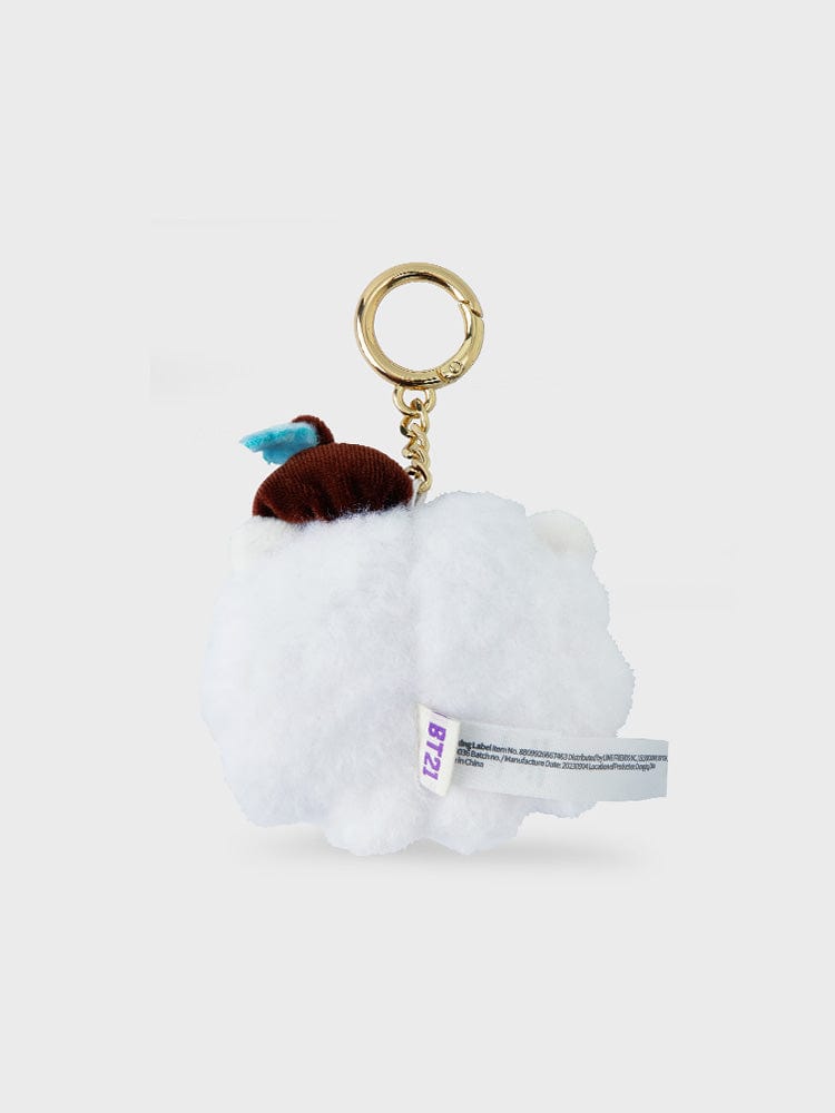 BT21 RJ MINI KEYRING HOPE IN LOVE, porte-clés officiel LINE FRIENDS : RJ alpaga sur fond blanc, pour clés et sac à dos.