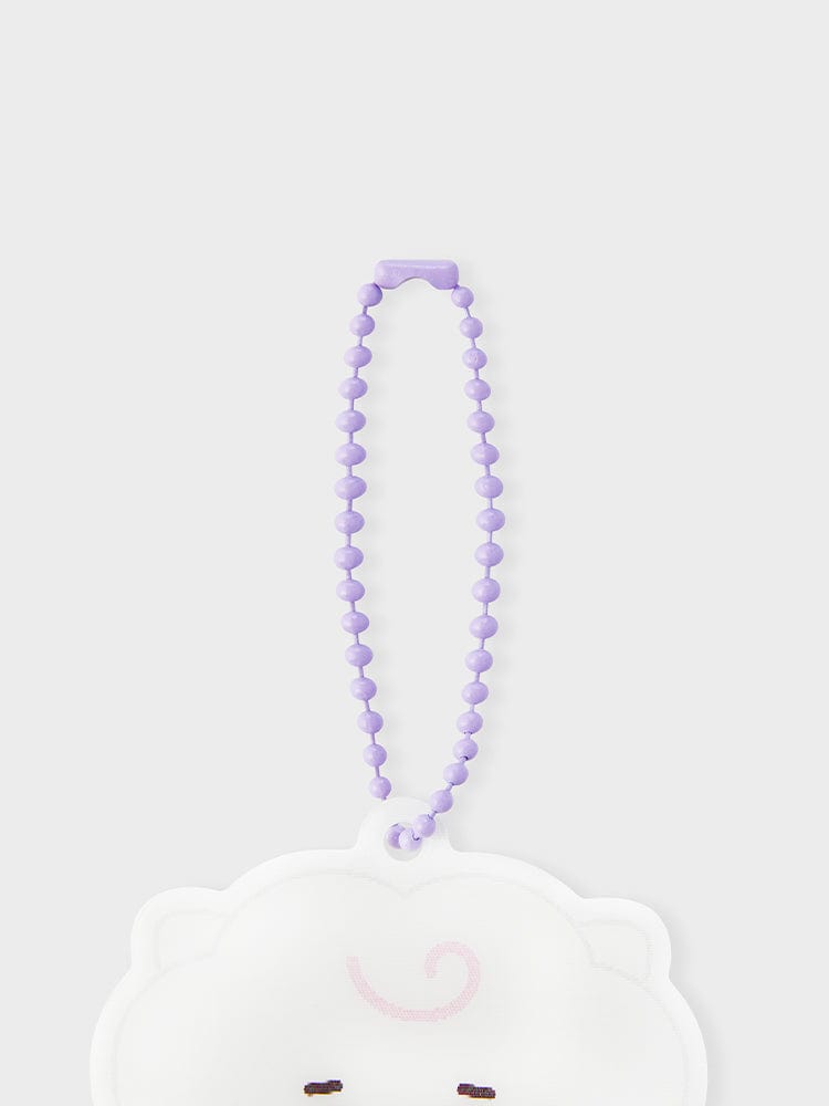 BT21 RJ NEWBORN BABY LENTICULAR 3D KEYRING : porte-clés alpaga RJ en lenticulaire 3D, fond blanc, officiel LINE FRIENDS.