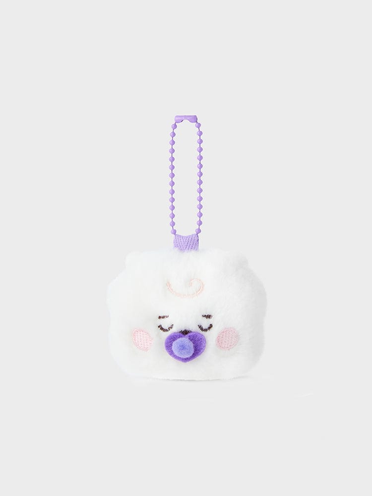 BT21 RJ NEWBORN BABY PLUSH KEYRING, porte-clés alpaga RJ Jin BTS, accessoire officiel LINE FRIENDS sur fond clair