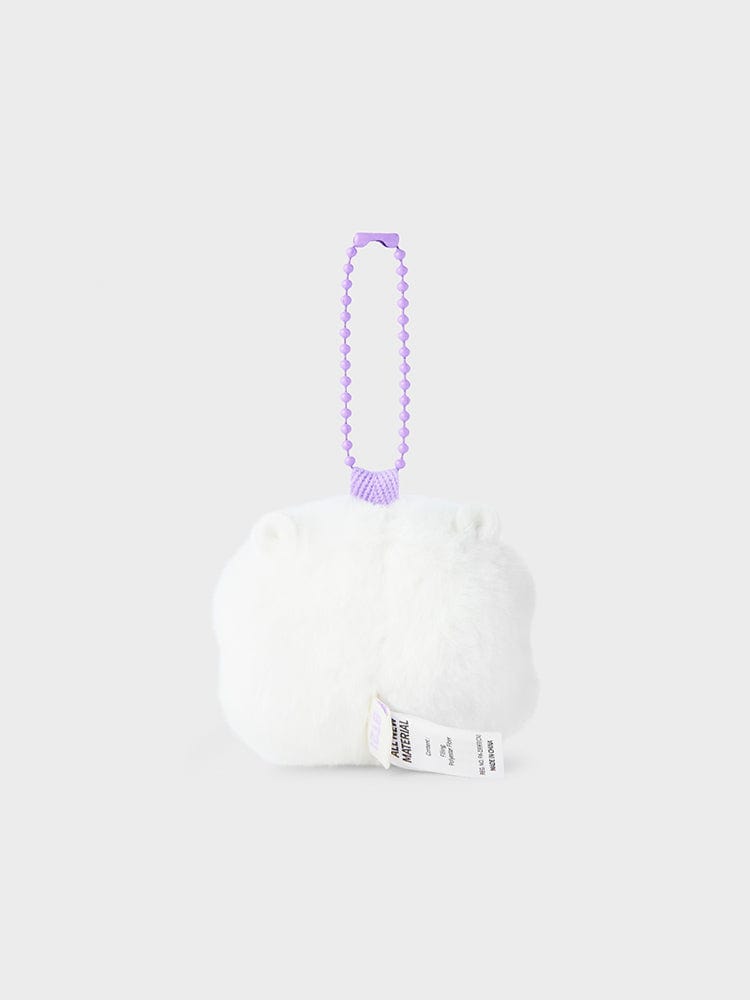 BT21 RJ NEWBORN BABY PLUSH KEYRING, porte-clés alpaga blanc RJ Jin BTS, accessoire sous licence LINE FRIENDS sur fond clair