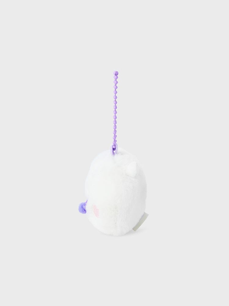 BT21 RJ NEWBORN BABY PLUSH KEYRING porte-clés peluche RJ alpaga blanc sur fond clair, accessoire officiel LINE FRIENDS