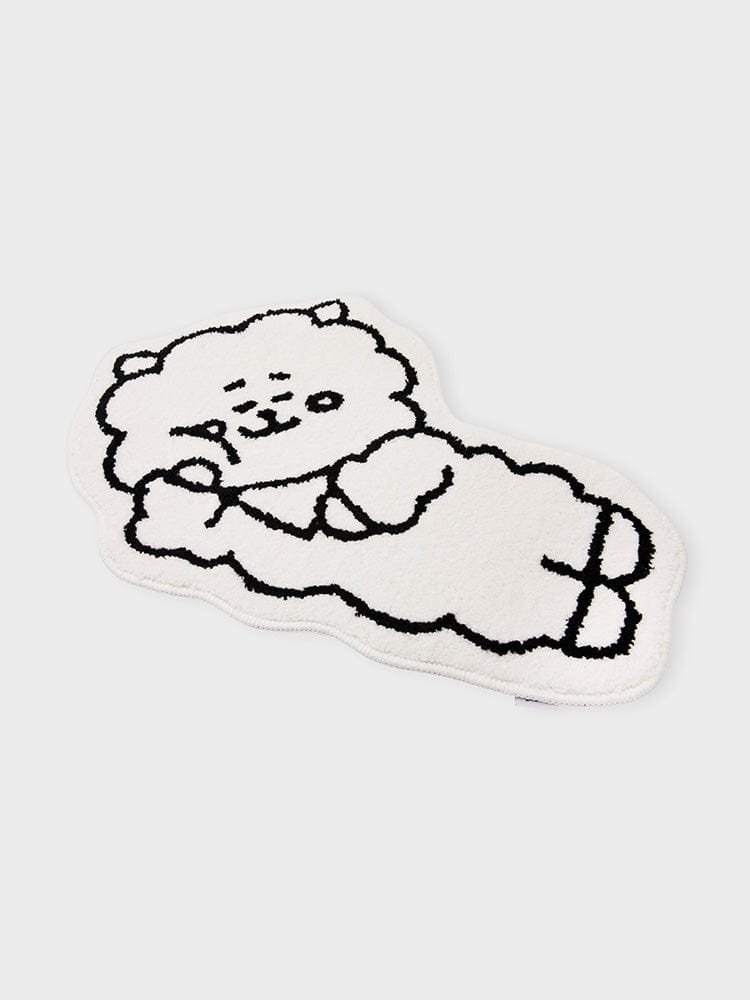 BT21 RJ NON-SLIP SMALL RUG COZY HOME, tapis blanc antidérapant LINE FRIENDS avec RJ alpaga, ambiance cozy kawaii.