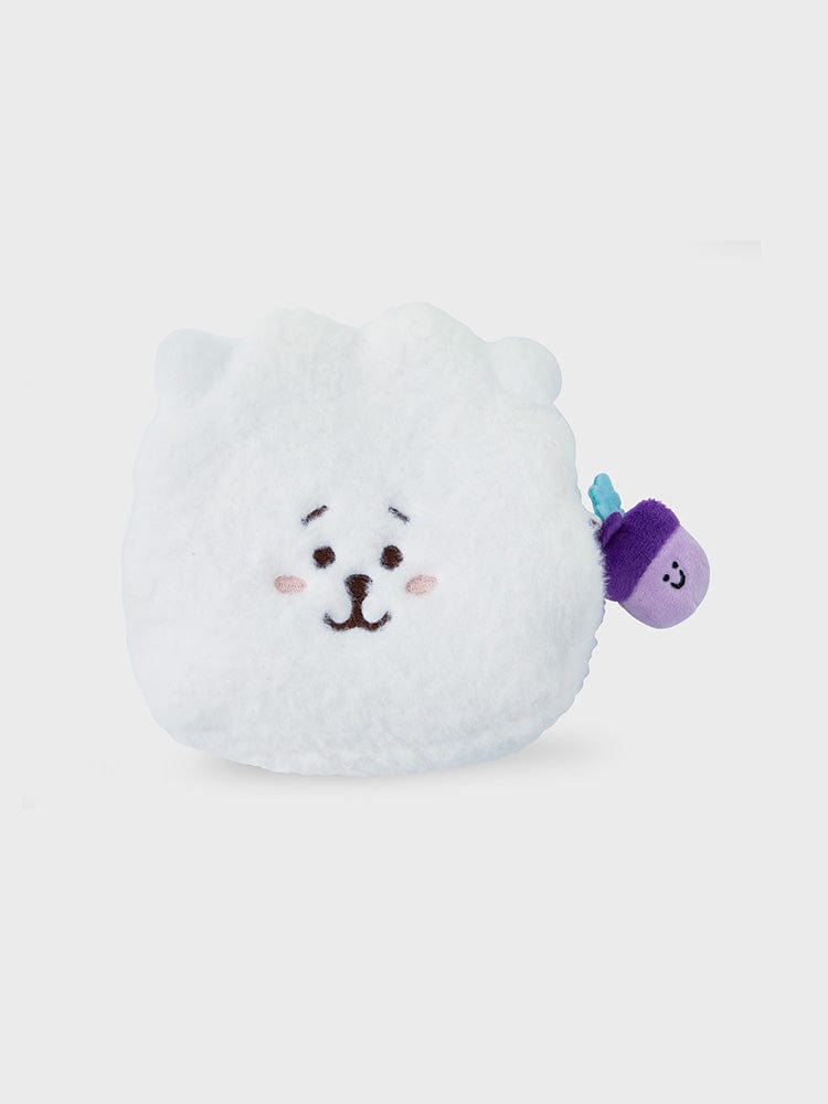BT21 RJ PLUSH POUCH HOPE IN LOVE : peluche RJ alpaga LINE FRIENDS, pouch moelleux sur fond clair, décor chambre ou cadeau.