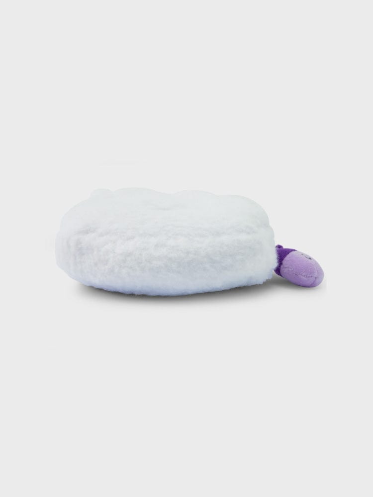 BT21 RJ PLUSH POUCH HOPE IN LOVE, peluche pouch alpaga RJ LINE FRIENDS, fond clair, détail brodé, rendu fidèle.