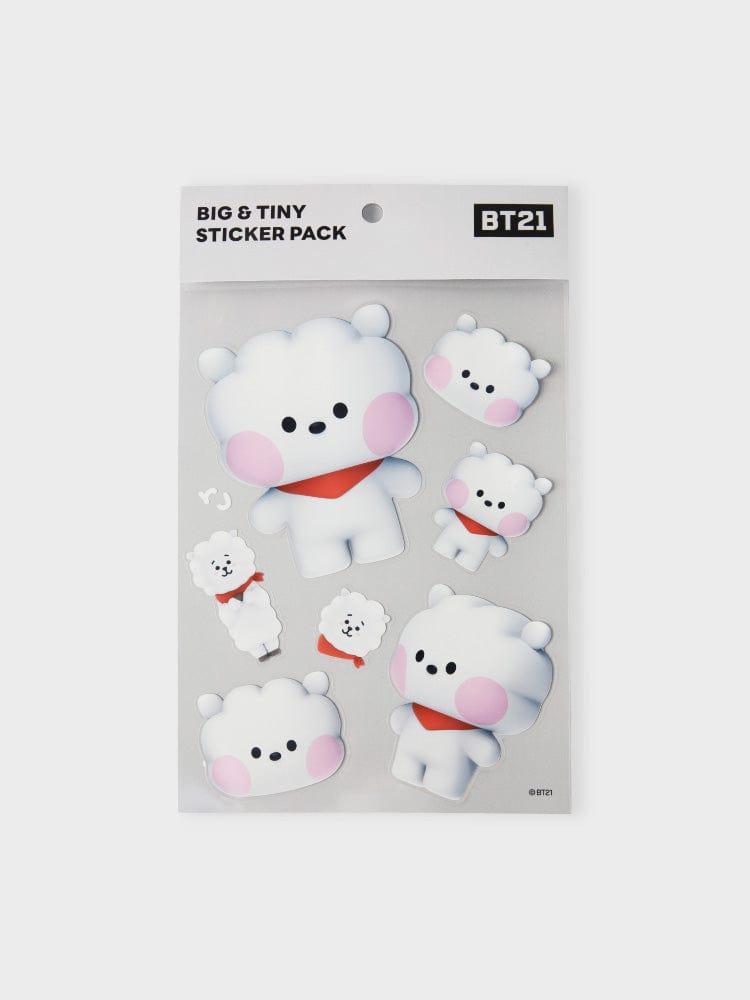 BT21 RJ REMOVABLE STICKERS BIG & TINY EDITION : pack de stickers alpaga RJ, papeterie officielle LINE FRIENDS pour bureau.