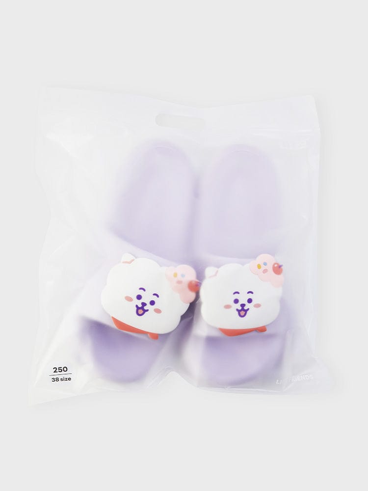 BT21 RJ SLIPPERS ON THE CLOUD EDITION, pantoufles officielles LINE FRIENDS avec RJ sur nuage, intérieur kawaii violet