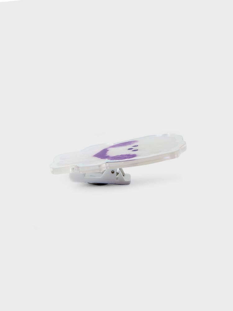 BT21 RJ minini ACRYLIC MAGNETIC CLIP PURPLE OF WISH EDITION, clip magnétique violet sur fond blanc LINE FRIENDS